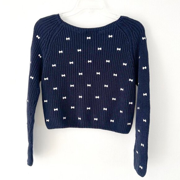 Coquette Girl Crop Embroidered Bow Sweater - Picture 2 of 9